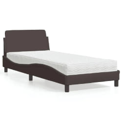 vidaXL Lit avec matelas marron foncé 90x190 cm tissu - 90 x 190 cm
