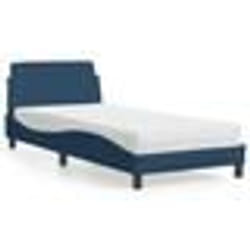 vidaXL Lit avec matelas bleu 90x190 cm tissu - 90 x 190 cm
