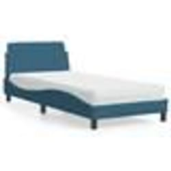 vidaXL Lit avec matelas bleu 90x190 cm velours - 90 x 190 cm