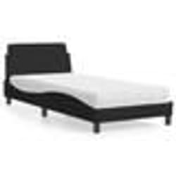 vidaXL Lit avec matelas noir 90x200 cm tissu - 90 x 200 cm