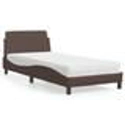 vidaXL Lit avec matelas marron 90x200 cm similicuir - 90 x 200 cm