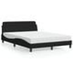 vidaXL Lit avec matelas noir 120x200 cm tissu - 120 x 200 cm