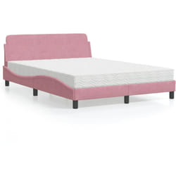 vidaXL Lit avec matelas rose 120x200 cm velours - 120 x 200 cm
