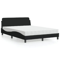 vidaXL Lit avec matelas noir 140x190 cm tissu - 140 x 190 cm