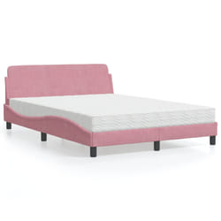 vidaXL Lit avec matelas rose 140x190 cm velours - 140 x 190 cm