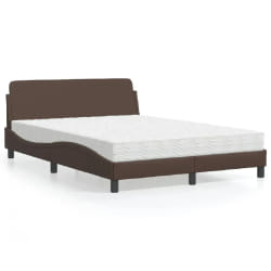 vidaXL Lit avec matelas marron 140x190 cm similicuir - 140 x 190 cm