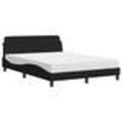 vidaXL Lit avec matelas noir 140x200 cm tissu - 140 x 200 cm