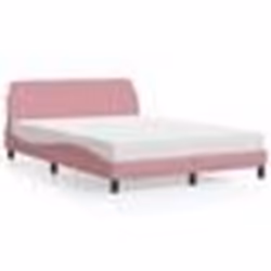 vidaXL Lit avec matelas rose 140x200 cm velours - 140 x 200 cm