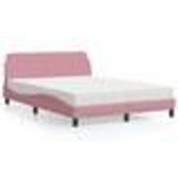 vidaXL Lit avec matelas rose 140x200 cm velours - 140 x 200 cm