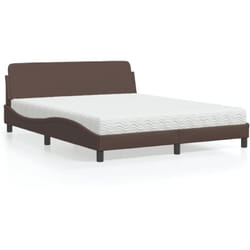 vidaXL Lit avec matelas marron 160x200 cm similicuir - 160 x 200 cm