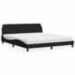 vidaXL Lit avec matelas noir 180x200 cm tissu - 180 x 200 cm