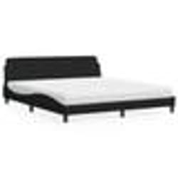 vidaXL Lit avec matelas noir 180x200 cm tissu - 180 x 200 cm