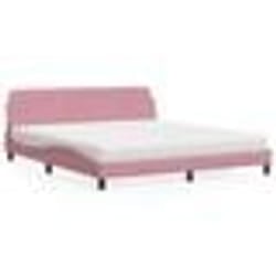 vidaXL Lit avec matelas rose 180x200 cm velours - 180 x 200 cm