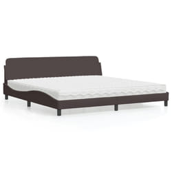 vidaXL Lit avec matelas marron foncé 200x200 cm tissu - 200 x 200 cm