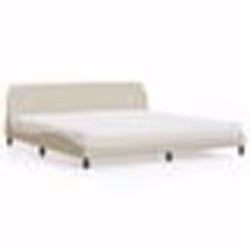 vidaXL Lit avec matelas crème 200x200 cm tissu - 200 x 200 cm