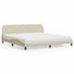 vidaXL Lit avec matelas crème 200x200 cm tissu - 200 x 200 cm
