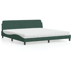 Vidaxl - Lit avec matelas vert foncé 200x200 cm velours