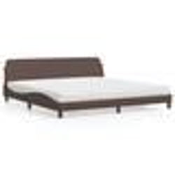 vidaXL Lit avec matelas marron 200x200 cm similicuir - 200 x 200 cm