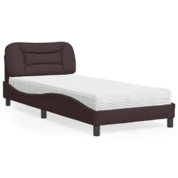 vidaXL Lit avec matelas marron foncé 80x200 cm tissu - 80 x 200 cm