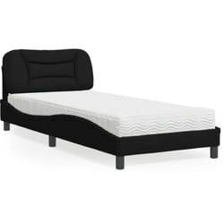 vidaXL Lit avec matelas noir 90x190 cm tissu - 90 x 190 cm