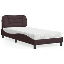 vidaXL Lit avec matelas marron foncé 90x190 cm tissu - 90 x 190 cm