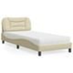 vidaXL Lit avec matelas crème 90x190 cm tissu - 90 x 190 cm
