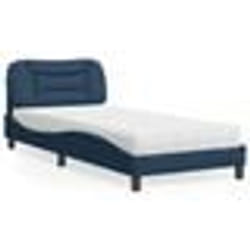 vidaXL Lit avec matelas bleu 90x190 cm tissu - 90 x 190 cm
