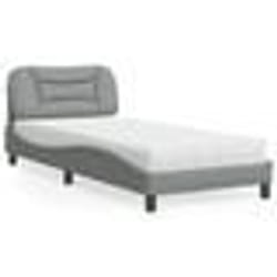 vidaXL Lit avec matelas gris clair 90x200 cm tissu - 90 x 200 cm