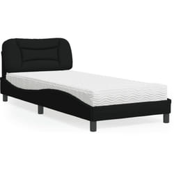 vidaXL Lit avec matelas noir 90x200 cm tissu - 90 x 200 cm