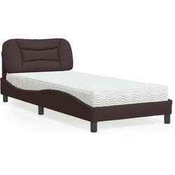 vidaXL Lit avec matelas marron foncé 90x200 cm tissu - 90 x 200 cm