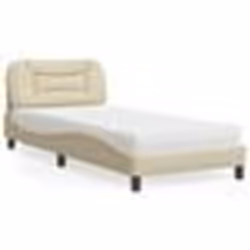 vidaXL Lit avec matelas crème 90x200 cm tissu - 90 x 200 cm