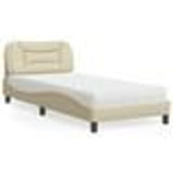 vidaXL Lit avec matelas crème 90x200 cm tissu - 90 x 200 cm