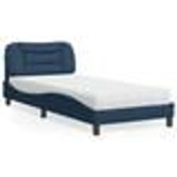 vidaXL Lit avec matelas bleu 90x200 cm tissu - 90 x 200 cm