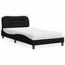 vidaXL Lit avec matelas noir 100x200 cm tissu - 100 x 200 cm
