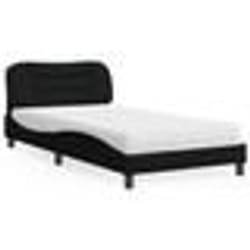 vidaXL Lit avec matelas noir 100x200 cm tissu - 100 x 200 cm