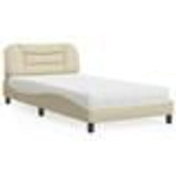 vidaXL Lit avec matelas crème 100x200 cm tissu - 100 x 200 cm