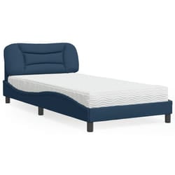 vidaXL Lit avec matelas bleu 100x200 cm tissu - 100 x 200 cm