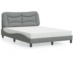 vidaXL Lit avec matelas gris clair 120x200 cm tissu - 120 x 200 cm