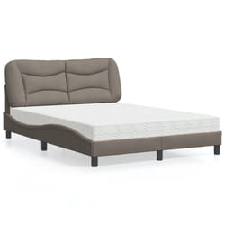 vidaXL Lit avec matelas taupe 120x200 cm tissu - 120 x 200 cm