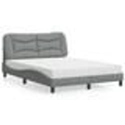 vidaXL Lit avec matelas gris clair 140x190 cm tissu - 140 x 190 cm