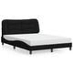 vidaXL Lit avec matelas noir 140x190 cm tissu - 140 x 190 cm