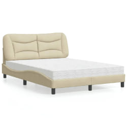 vidaXL Lit avec matelas crème 140x190 cm tissu - 140 x 190 cm