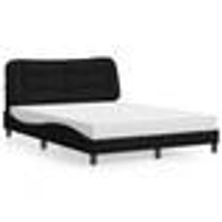 vidaXL Lit avec matelas noir 140x200 cm tissu - 140 x 200 cm