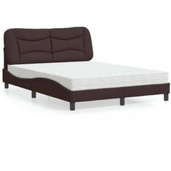 Vidaxl - Lit Avec Matelas Marron Foncé 140x200 Cm Tissu