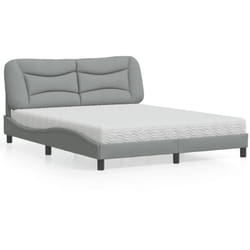 vidaXL Lit avec matelas gris clair 160x200 cm tissu - 160 x 200 cm