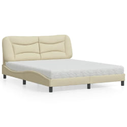 vidaXL Lit avec matelas crème 160x200 cm tissu - 160 x 200 cm