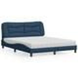 vidaXL Lit avec matelas bleu 160x200 cm tissu - 160 x 200 cm