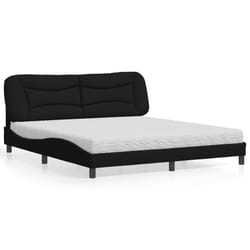 vidaXL Lit avec matelas noir 180x200 cm tissu - 180 x 200 cm