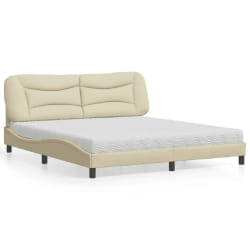 vidaXL Lit avec matelas crème 180x200 cm tissu - 180 x 200 cm