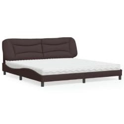 vidaXL Lit avec matelas marron foncé 200x200 cm tissu - 200 x 200 cm